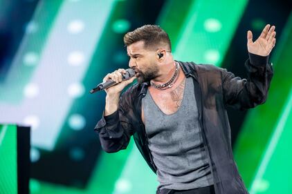 Ricky Martin performs during the Trilogy Tour at the Spectrum Center in Charlotte on March 2, 2024.