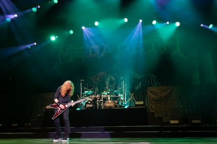 Megadeth performs during their Destroy All Enemies Tour at PNC Music Pavilion in Charlotte on Sept. 6, 2024.