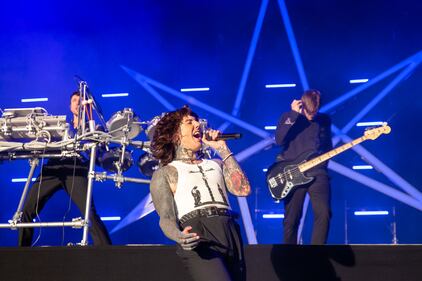 Bring Me the Horizon opens for Fall Out Boy at PNC Music Pavilion in Charlotte on July 21, 2023.