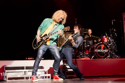 Classic rockers Foreigner perform during the “Renegades and Juke Box Heroes” tour at PNC Music Pavilion on July 13, 2024.