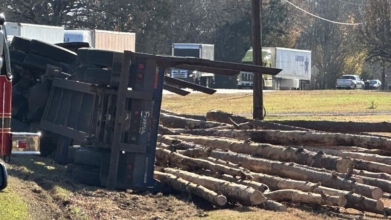 York Highway closed due to overturned logging truck