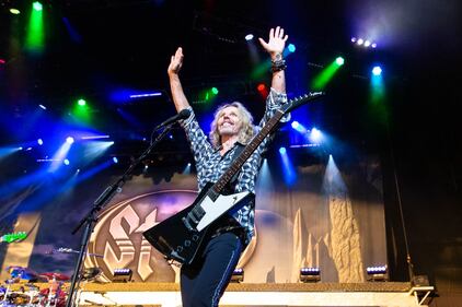 Styx performs during the “Renegades and Juke Box Heroes” tour at PNC Music Pavilion on July 13, 2024.