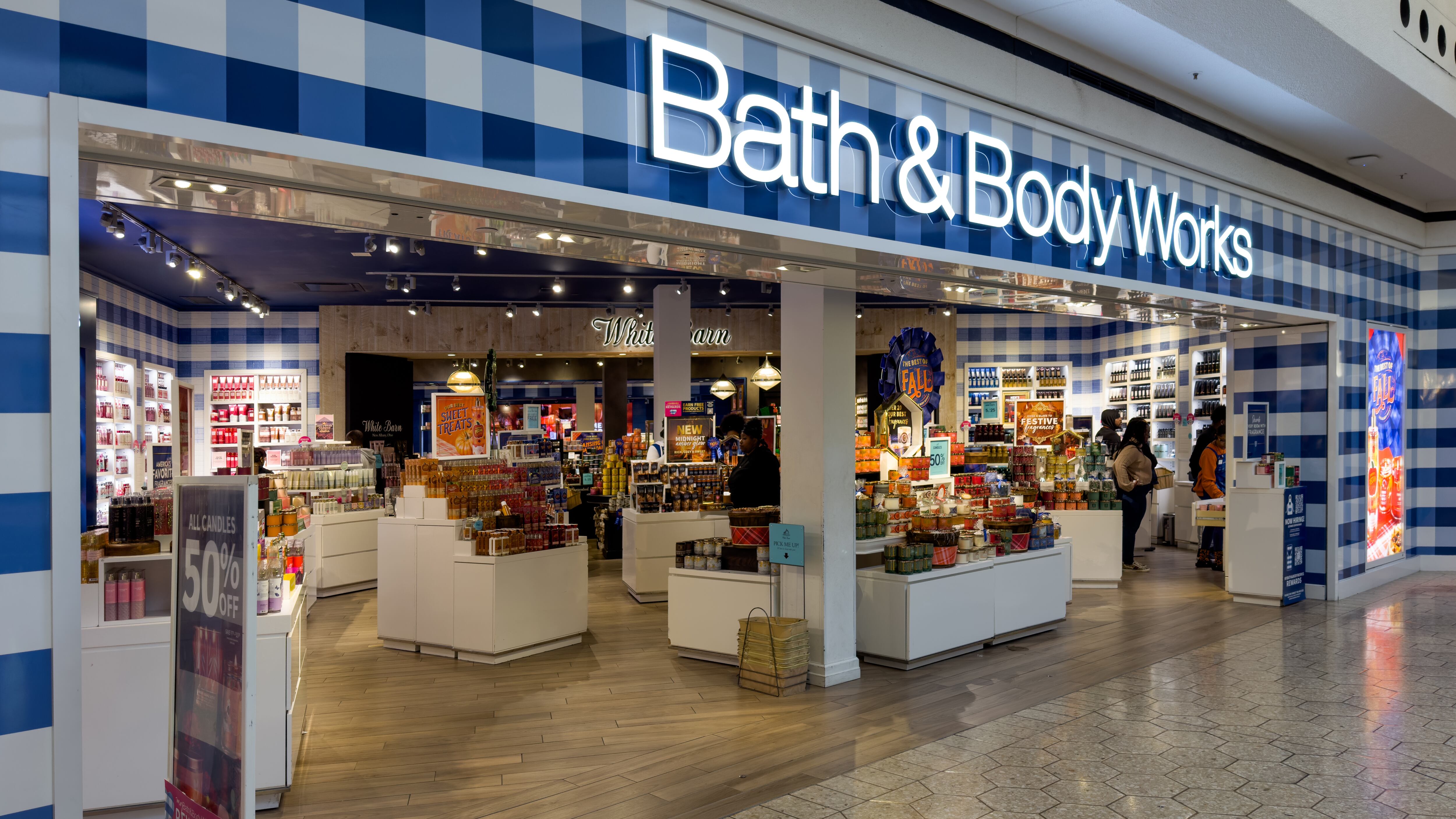 Bath Body Works store front entrance in the Dearborn Fairlane Town Center in Michigan