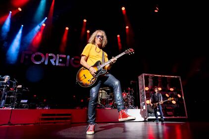 Classic rockers Foreigner perform during the “Renegades and Juke Box Heroes” tour at PNC Music Pavilion on July 13, 2024.