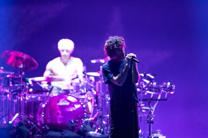 Turnstile performs before Blink-182 at the Spectrum Center in Charlotte on July 14, 2023.