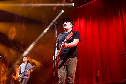 Fall Out Boy performs during its So Much For (Tour) Dust at PNC Music Pavilion in Charlotte on July 21, 2023.