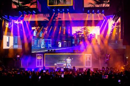 Snoop Dogg performs during the High School Reunion Tour 2023 at PNC Music Pavilion in Charlotte on Aug. 8, 2023.