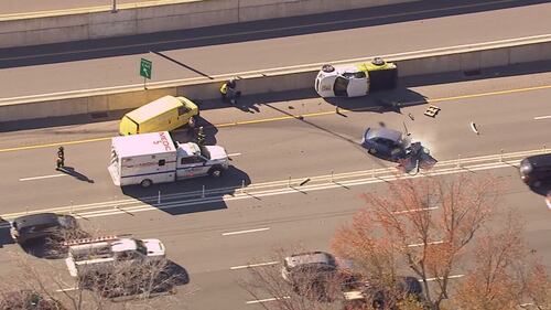 Chopper 9 flew over a crash on I-77 NB near Hambright Road on Wednesday that involved several vehicles.