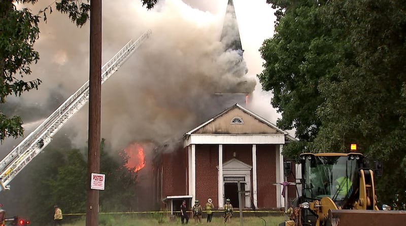 The Charlotte Fire Department responded around 10 a.m. to a fire at Big Spring United Methodist Church on Old Dowd Road near the Charlotte Douglas International Airport.