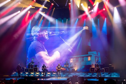 Hootie and the Blowfish perform during the Summer Camp with Trucks Tour at PNC Music Pavilion in Charlotte on Sept. 19, 2024.