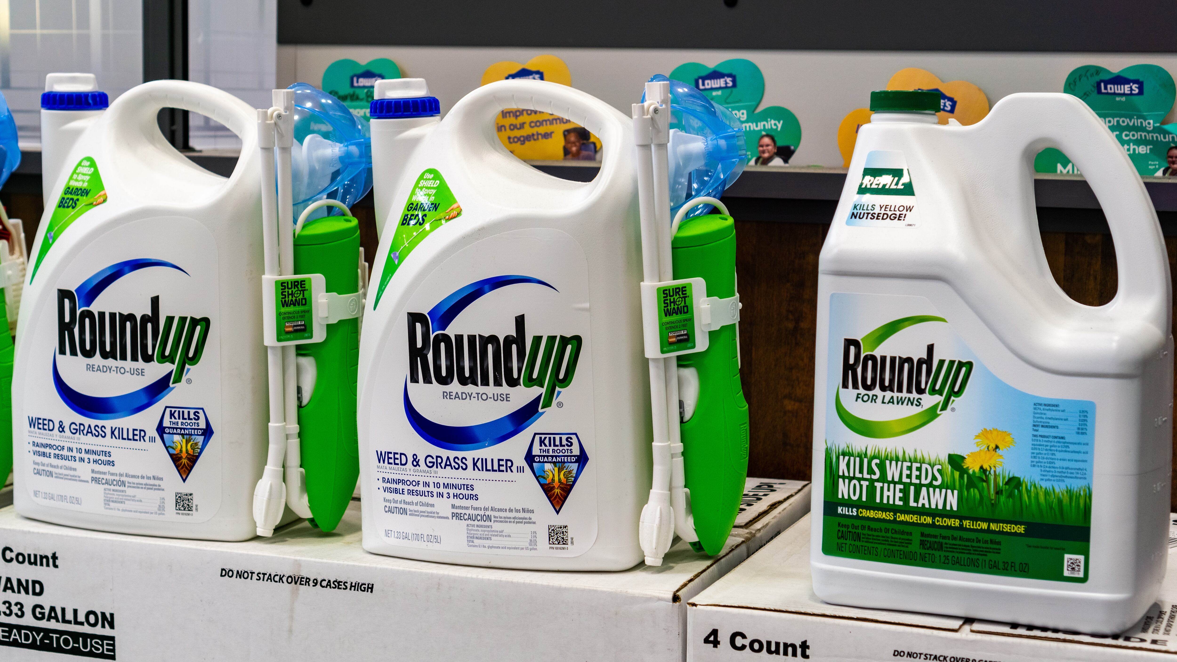 RoundUp weed killer on a store shelf.