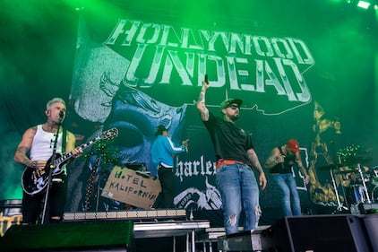 Hollywood Undead performs at PNC Music Pavilion in Charlotte on Aug. 3, 2024.