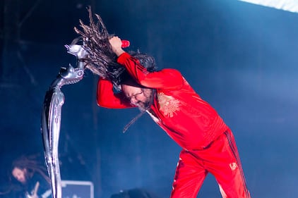 Korn performs at PNC Music Pavilion in Charlotte on Sept. 18, 2024.