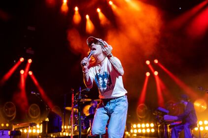 Cage The Elephant performs during the Neon Pill Tour at PNC Music Pavilion on Aug. 4, 2024.