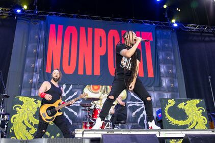 Nonpoint performs before Mudvayne during the “Psychotherapy Sessions” tour at PNC Music Pavilion in Charlotte on July 23, 2023.