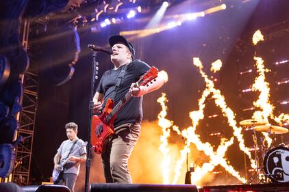 Fall Out Boy performs during its So Much For (Tour) Dust at PNC Music Pavilion in Charlotte on July 21, 2023.