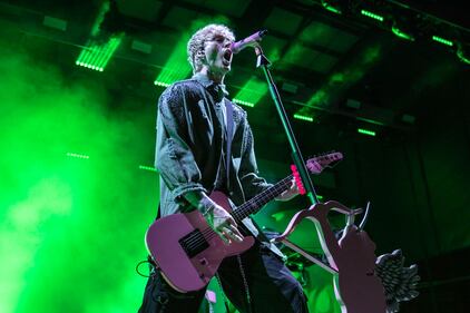 Machine Gun Kelly performs to a sold out crowd at Charlotte Metro Credit Union Amphitheatre. Oct. 27, 2021.