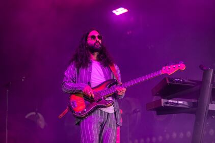 Young the Giant performs during the Neon Pill Tour at PNC Music Pavilion on Aug. 4, 2024.