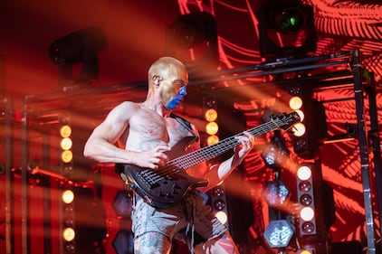 Mudvayne performs during the Destroy All Enemies Tour at PNC Music Pavilion in Charlotte on Sept. 6, 2024.