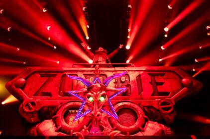 Rob Zombie performs during the Freaks on Parade Tour at PNC Music Pavilion in Charlotte on Sept. 11, 2024.