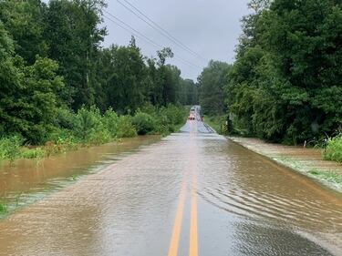 Flooding on Sharon Road near Pleasant Grove Church Road in Union County