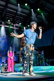 Jason Mraz performs during his "Mystical Magical Rhythmical Radical Ride" tour at Skyla Credit Union Amphitheatre in Charlotte on Aug. 5, 2023.