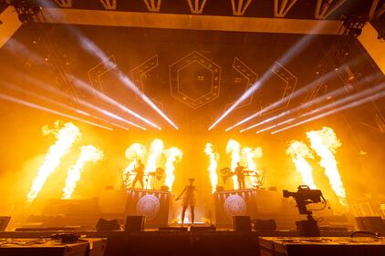 Odesza performs at PNC Music Pavilion in Charlotte on Sept. 14, 2023.
