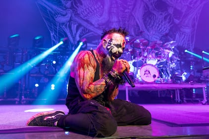 Mudvayne performs during the Destroy All Enemies Tour at PNC Music Pavilion in Charlotte on Sept. 6, 2024.