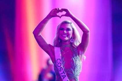 SAN SALVADOR, EL SALVADOR - NOVEMBER 18: Miss Costa Rica Lisbeth Valverde walks onstage during the 72nd Miss Universe Competition at Gimnasio Nacional José Adolfo Pineda on November 18, 2023 in San Salvador, El Salvador. (Photo by Hector Vivas/Getty Images)