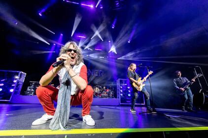 Classic rockers Foreigner perform during the “Renegades and Juke Box Heroes” tour at PNC Music Pavilion on July 13, 2024.