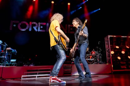 Classic rockers Foreigner perform during the “Renegades and Juke Box Heroes” tour at PNC Music Pavilion on July 13, 2024.