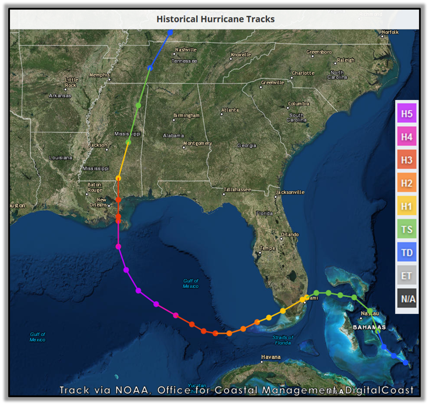 Hurricane Katrina track