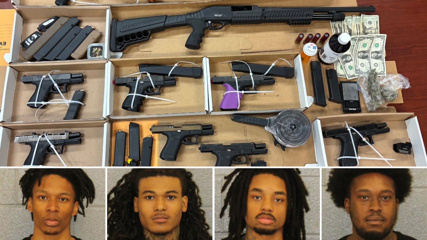 5 charged after CMPD finds illegal weapons: Nyrell Foxx, Brenden Garris, Na'sier Ragin, Jordan Smith