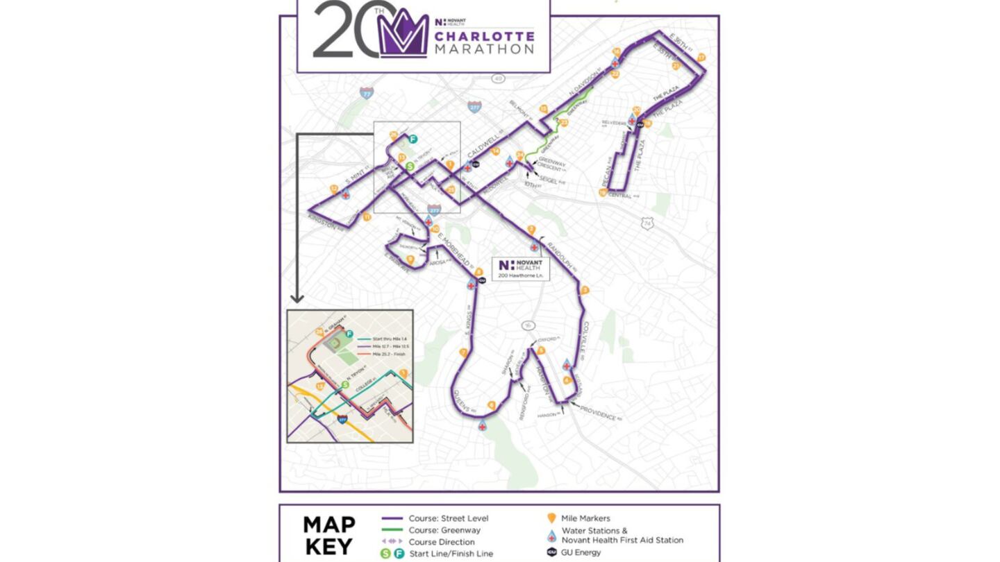 20th Charlotte Marathon Course