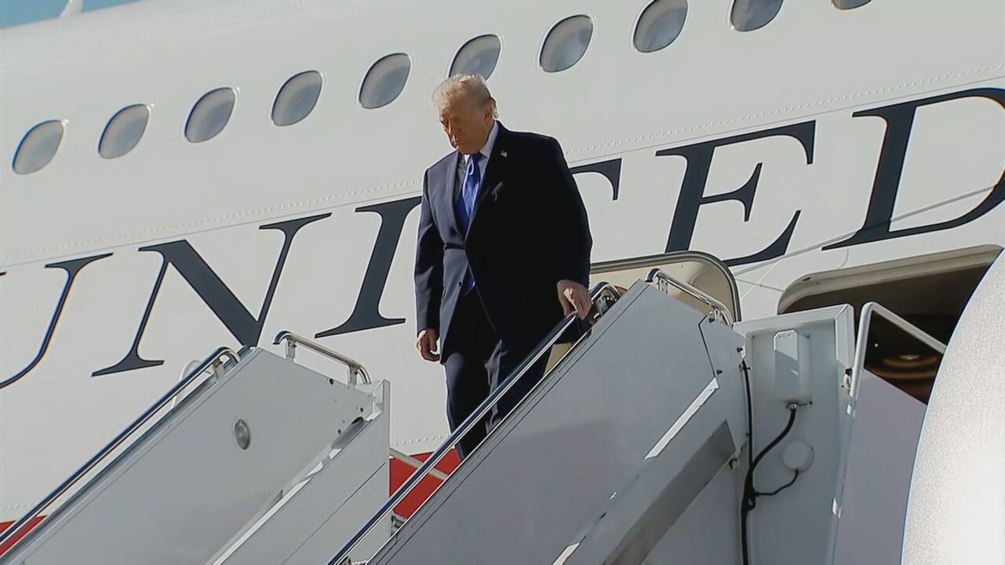 President Donald Trump arrives at Charlotte-Douglas International Airport on Oct. 29, 2026 ahead of a midterm rally in Rock Hill, South Carolina.