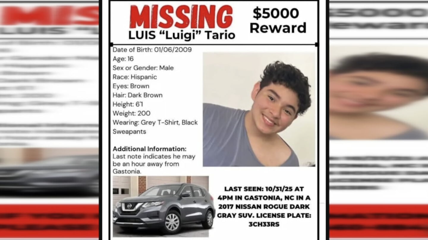 Flyer for missing teen Luis Tario