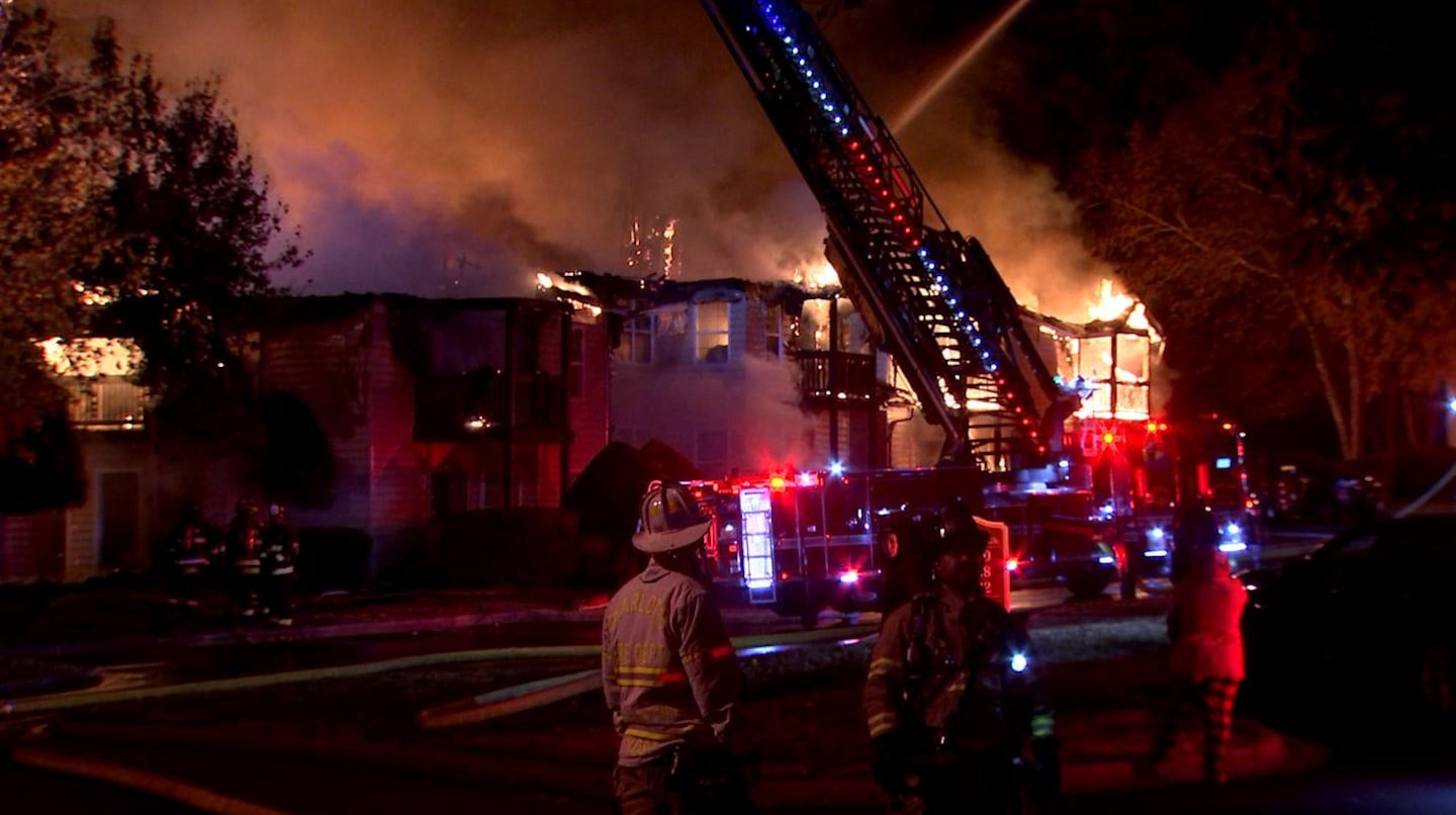 A massive apartment fire left more than a dozen families displaced Monday, Nov. 15, 2021.