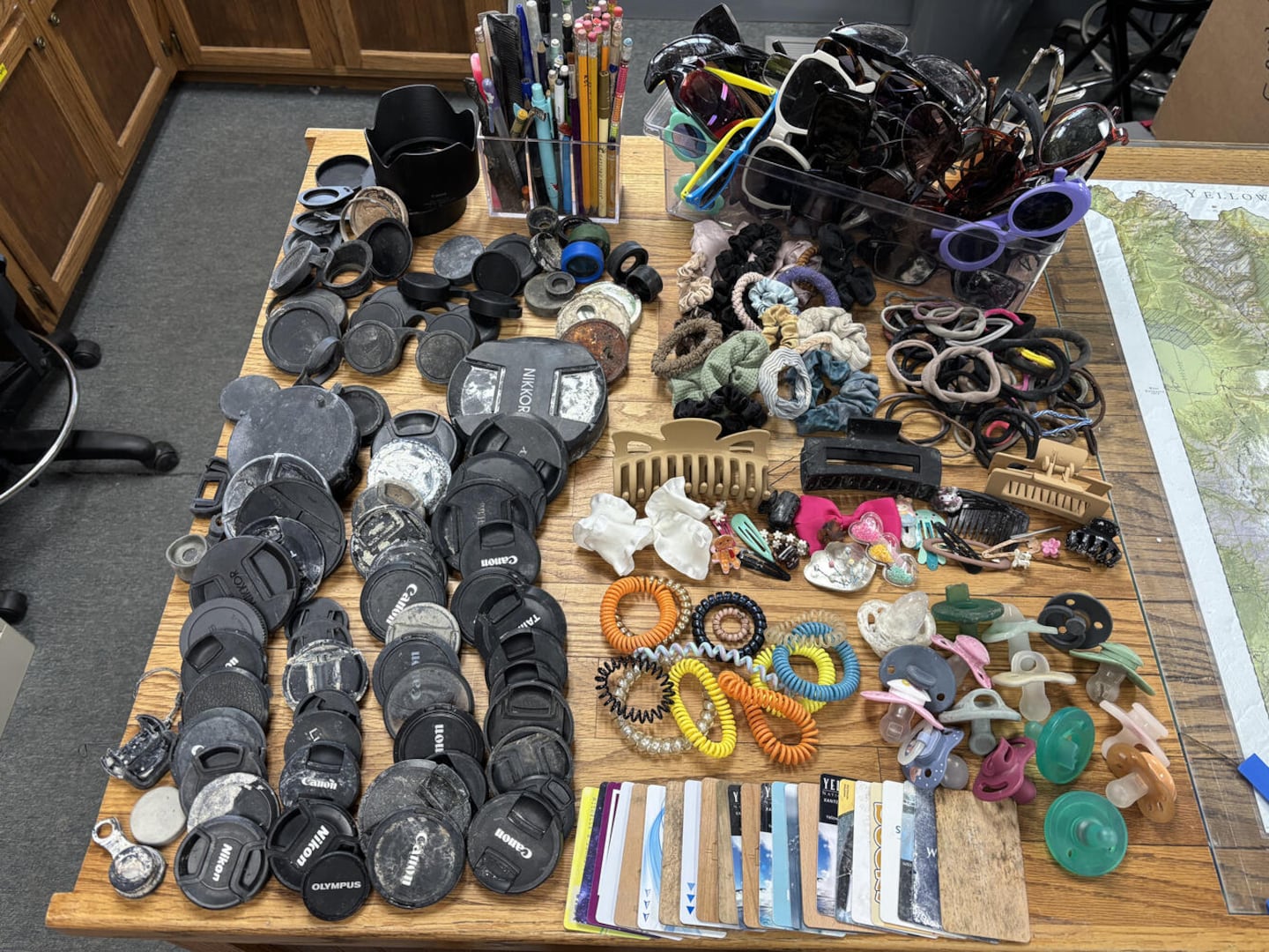 Desk full of items