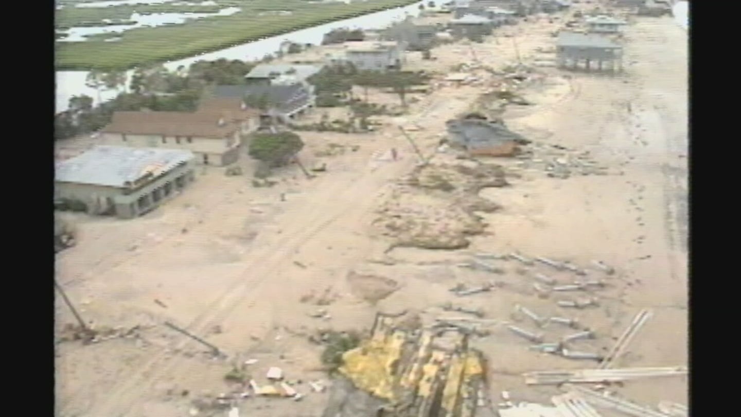 Flooding and destruction in the wake of Hurricane Hugo