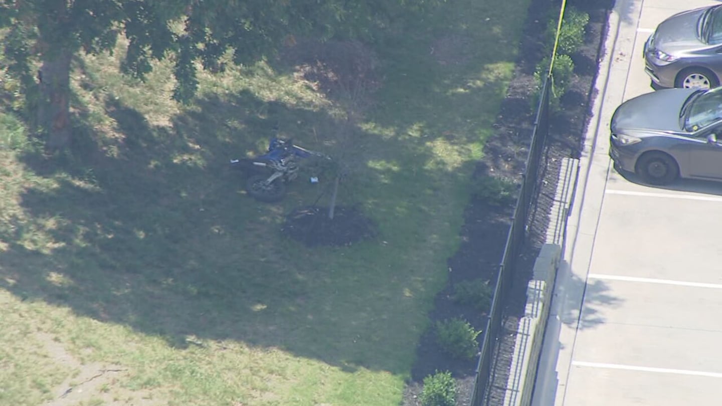 Motorcycle near the scene of a deadly crash in west Charlotte on June 12, 2026