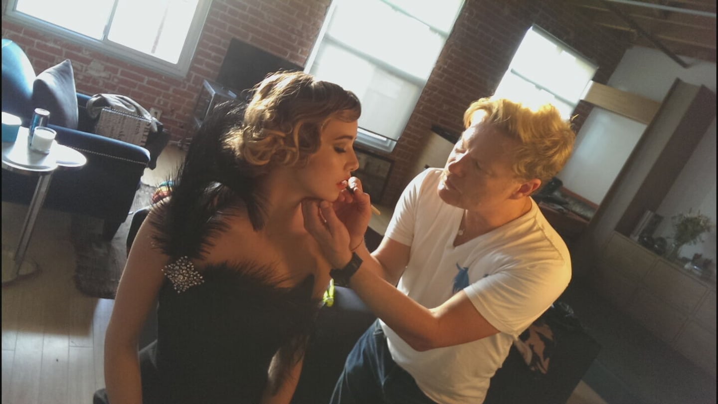 Kevin Spencer working as a makeup artist in Los Angeles