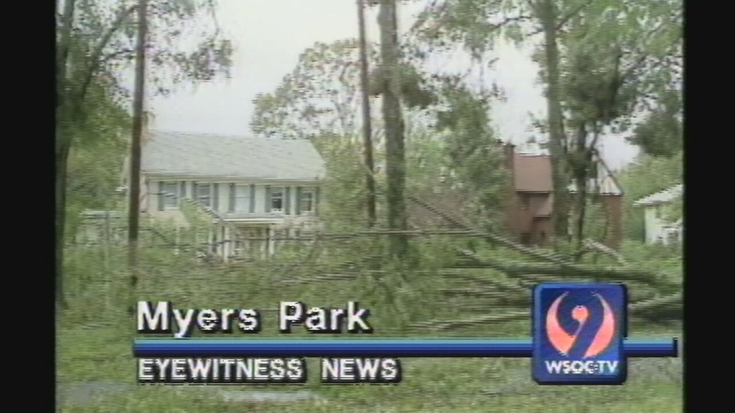 Channel 9 coverage of Myers Park after Hurricane Hugo