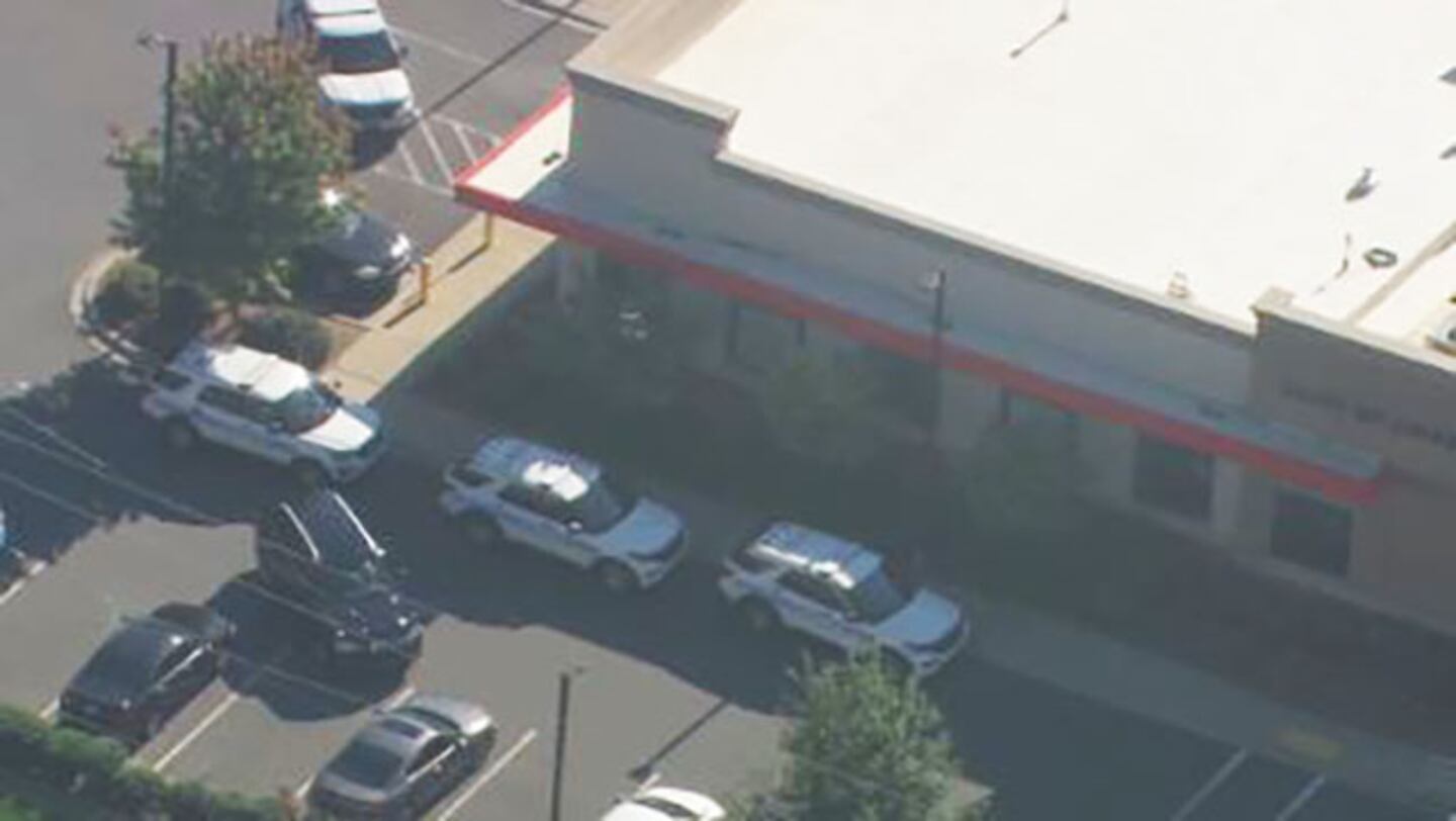 CMPD units on the scene of a bank robbery in South End on Friday, Oct. 15.