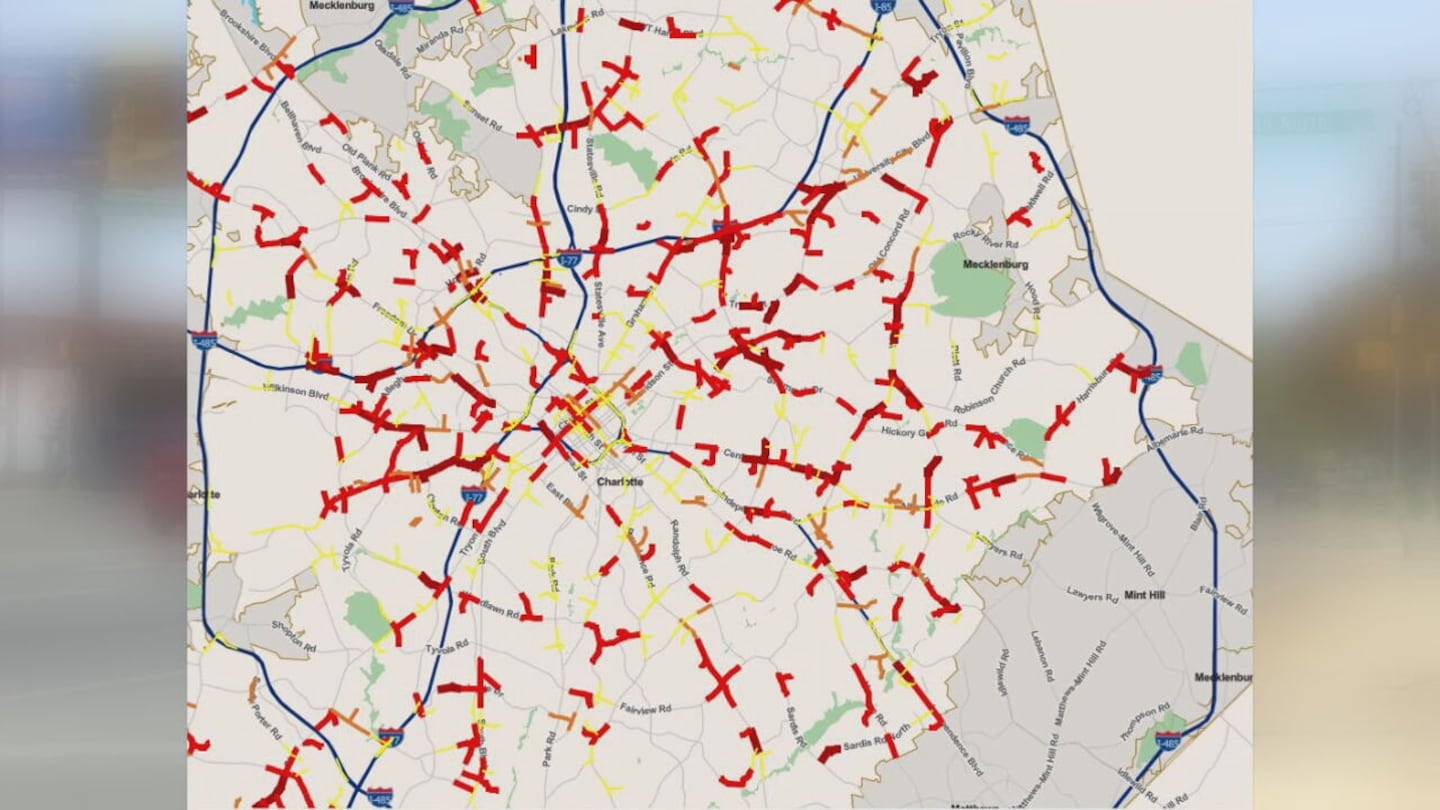 High-injury traffic areas in Charlotte