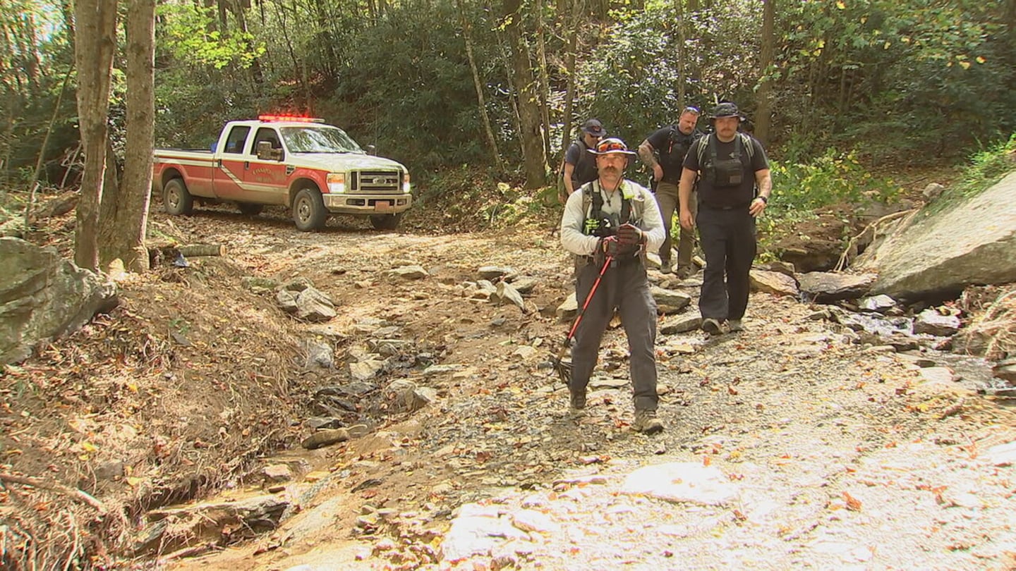 First responders trek through rough terrain in Henderson County