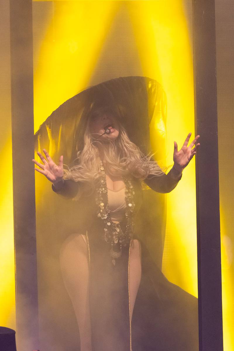 In This Moment performs on the Godmode Tour at Ovens Auditorium in Charlotte on May 11, 2024.