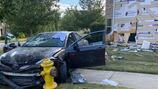 Car crashes into Huntersville home, goes all the way to the other side