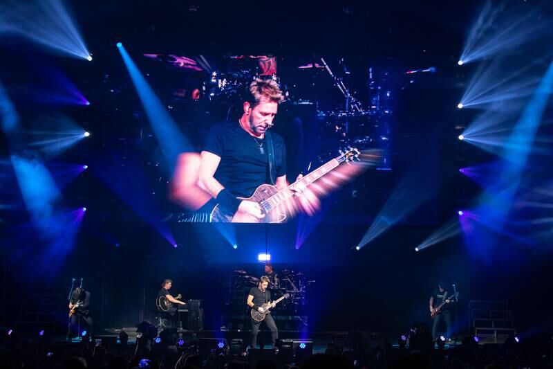 Nickelback perform during their "Get Rollin Tour” at PNC Music Pavilion in Charlotte on Sept. 12, 2023.