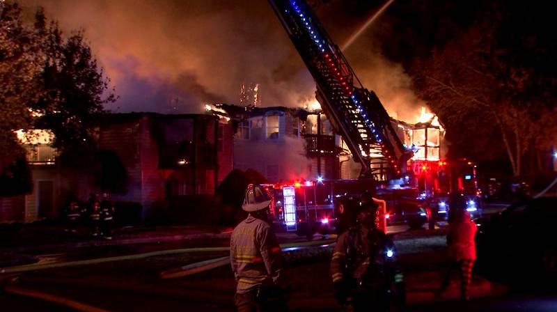 A massive apartment fire left more than a dozen families displaced Monday, Nov. 15, 2021.